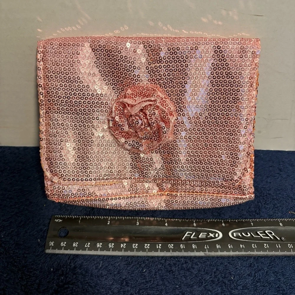 NEW Elizabeth Arden Makeup Bag Cosmetic Bag SEQUIN PINK Clutch HOCO PROM Bling